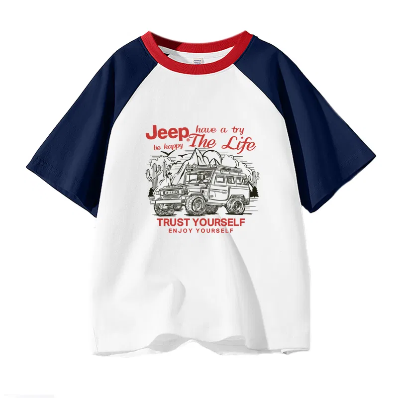 Детская футболка с принтом Trail Running Sketch Jeep, Black/E Trail Running Sketch — фото 3