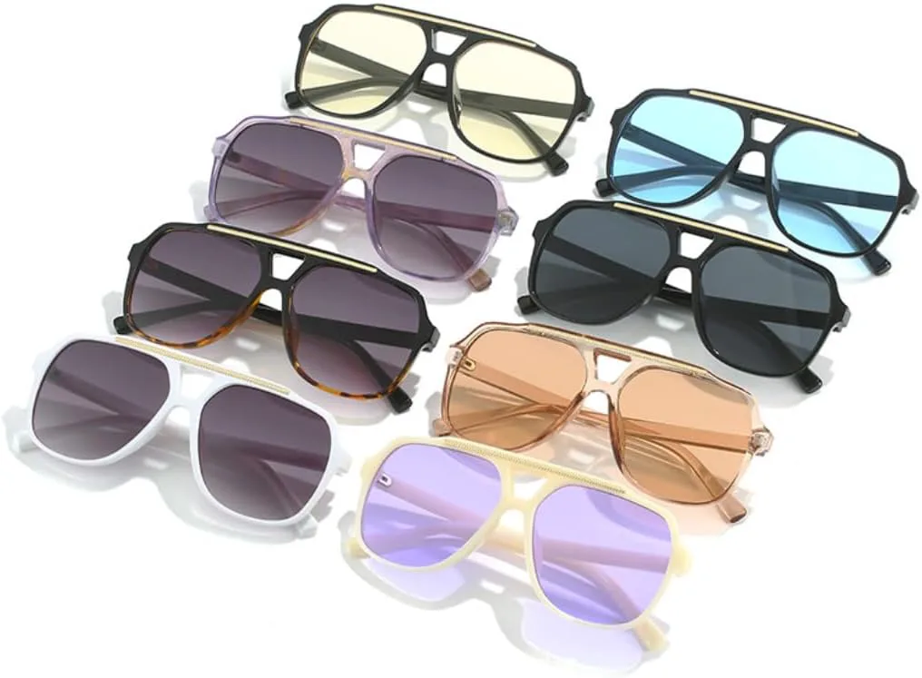

Женские солнцезащитные очки с двойной перемычкой, модные очки с прозрачными линзами с градиентом «океан», солнцезащитные очки UV400 для мужчин VVTWSSW, Beige Purple