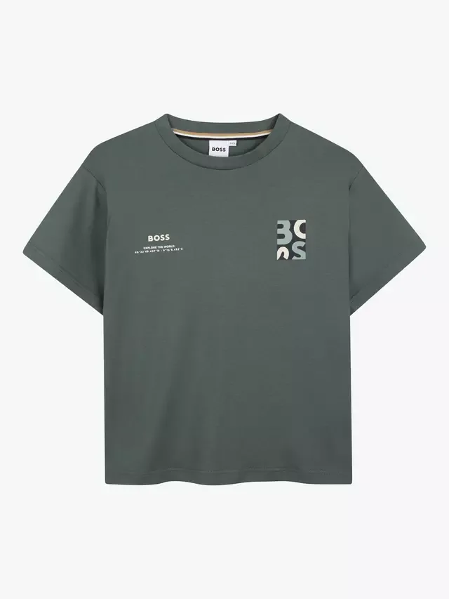 Детская футболка с коротким рукавом и круглым вырезом, цвет Стоун Пайн HUGO BOSS