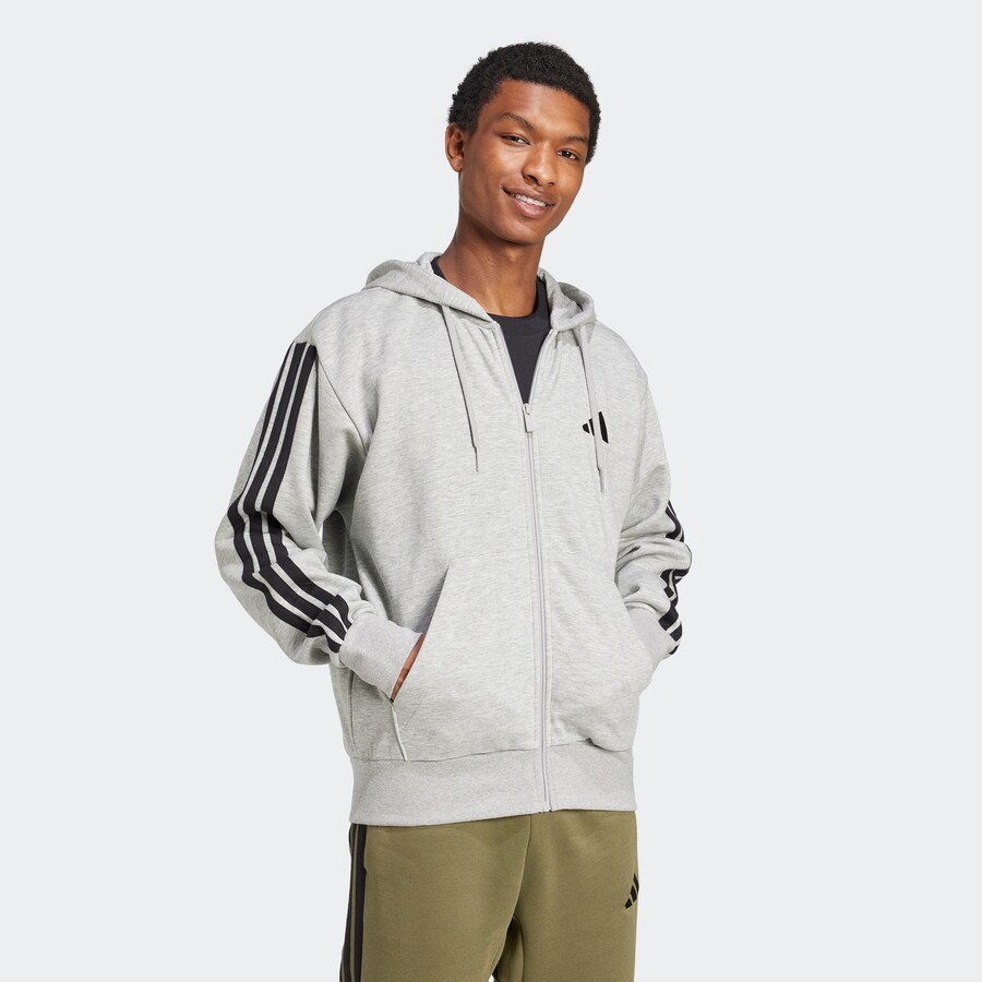 Спортивная толстовка с капюшоном на молнии ADIDAS SPORTSWEAR, пятнистый серый — фото 2