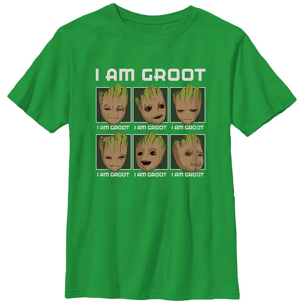 

Футболка с графическим принтом Boys I Am Groot Expressions Boxes Licensed Character, цвет Kelly