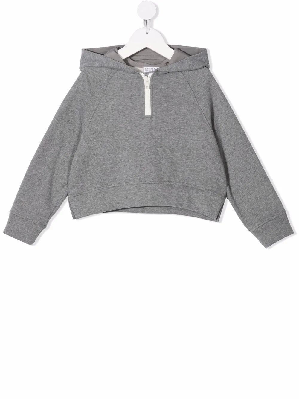 

Укороченное худи Brunello Cucinelli Kids, серый