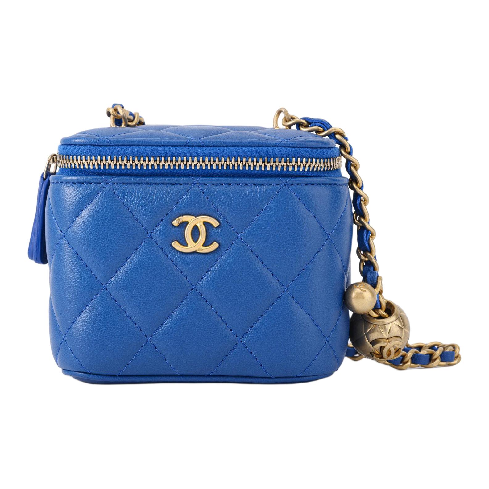 

CHANEL Кожаная сумка-коробка Косметичка Сумка через плечо Маленькая женская сумка кроссбоди Синяя