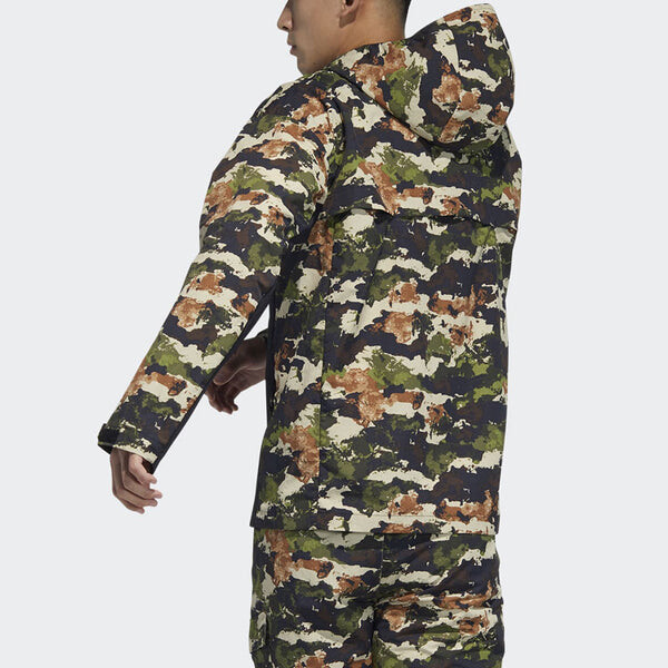 Куртка adidas Terrex Festiv Aop Wb Outdoor Sports Camouflage Splicing Hooded Jacket Brown, коричневый — фото 3