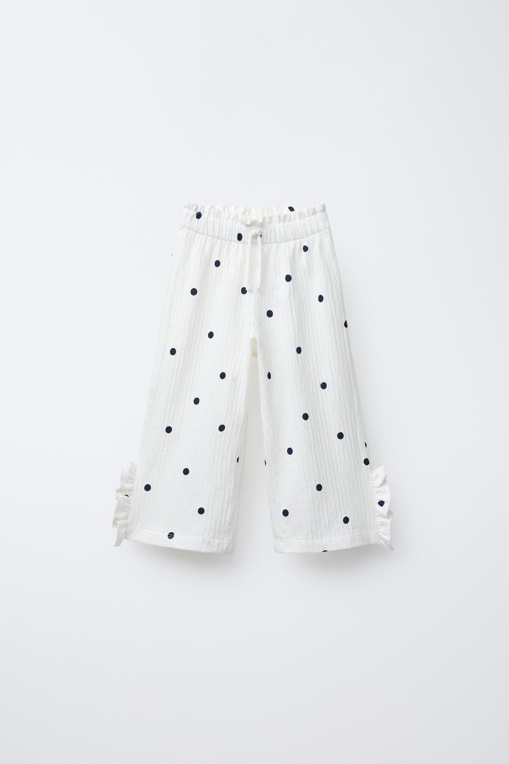 

Брюки-кюлоты с принтом и рюшами ZARA, экрю