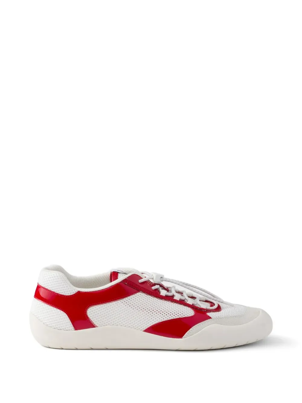 Кроссовки Speedrock из лакированной кожи и сетчатой ткани Prada, белый