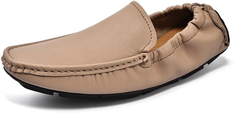 Лоферы кожаные Mens Loafers Square Toe, Grey