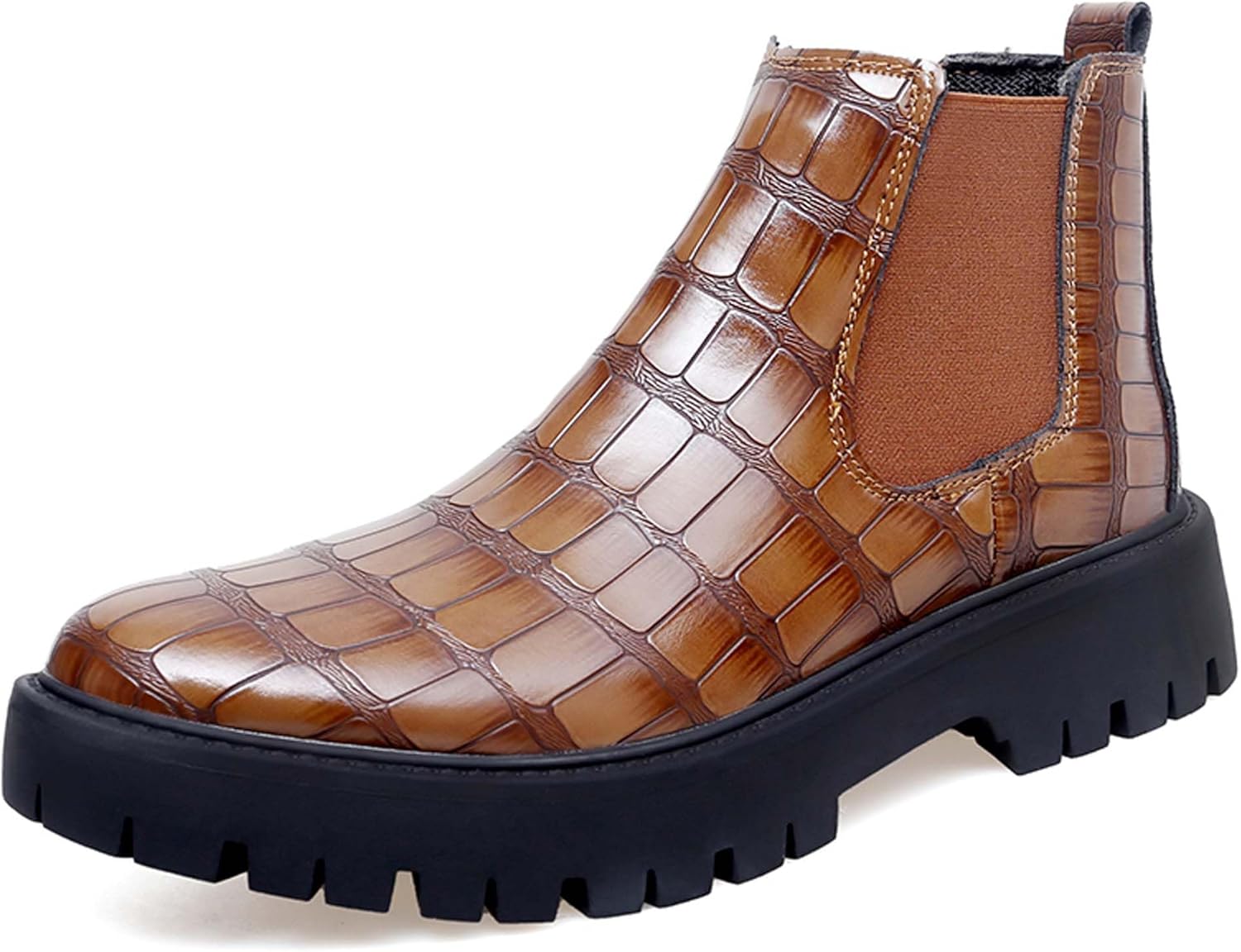 

Мужские ботинки челси на толстой подошве, деловые, повседневные, формальные, с противоскользящим покрытием, увеличивающие высоту, для работы, конференций, униформы, банкетов, свадебных костюмов, платьев, высокие кожаные ботинки Generic, коричнев...