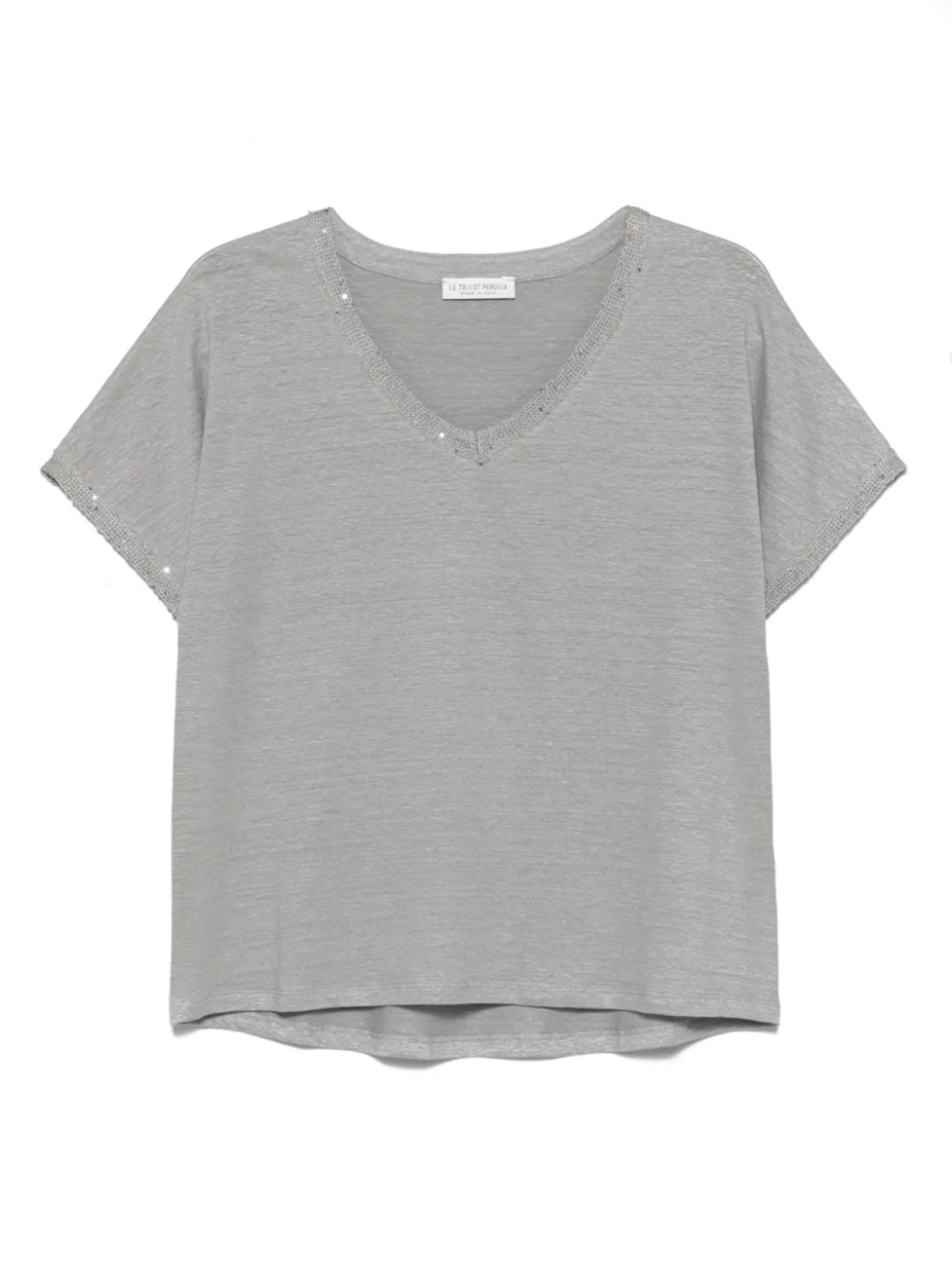 

Футболка с пайетками Le Tricot Perugia, серый