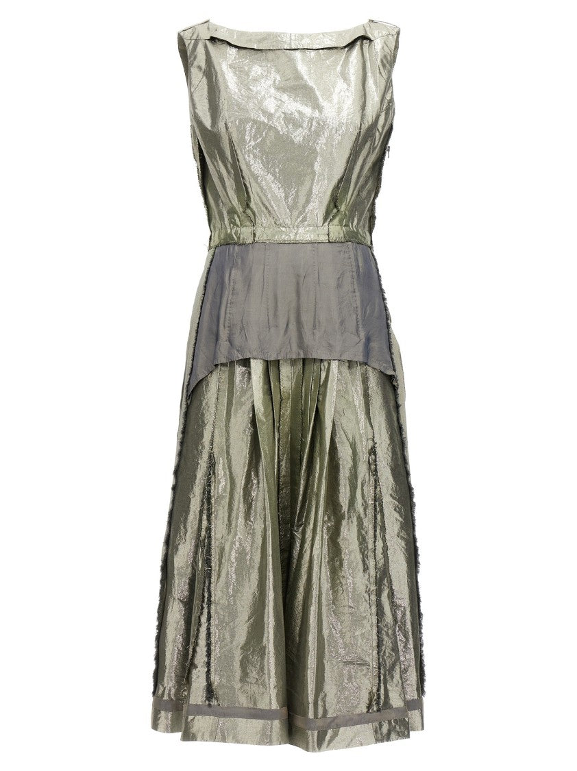 

Платье из ламинированного хлопкового микса с рваными деталями Maison Margiela, серебряный