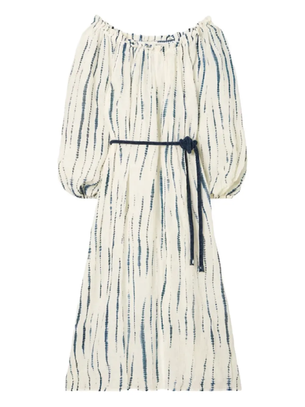 

Платье миди с объемными рукавами и поясом Tory Burch, белый