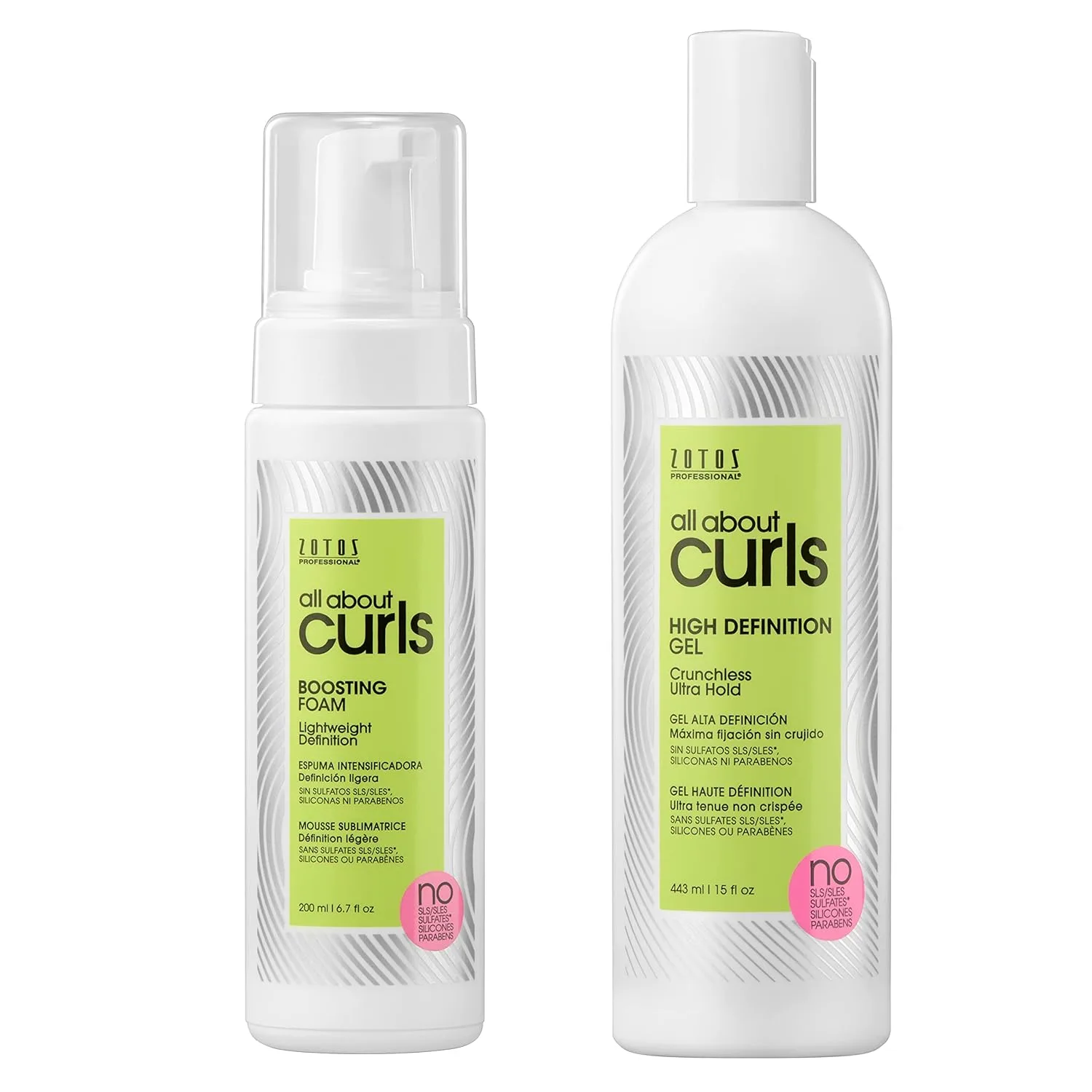 Пенка для укладки волос ALL ABOUT CURLS | Для кудрявых волос | Легкая фиксация | Придает дополнительный объем и пышность | Веганский продукт, не тестируется на животных | Без сульфатов и парабенов 198 мл и 444 мл (2 шт.)