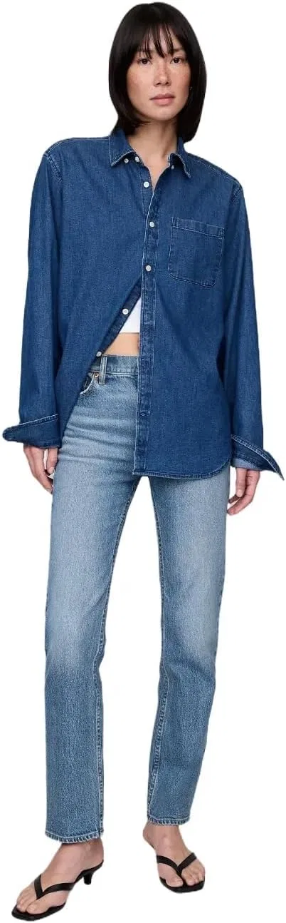 Gap женские джинсы с высокой посадкой 90s Straight Fit, индиго