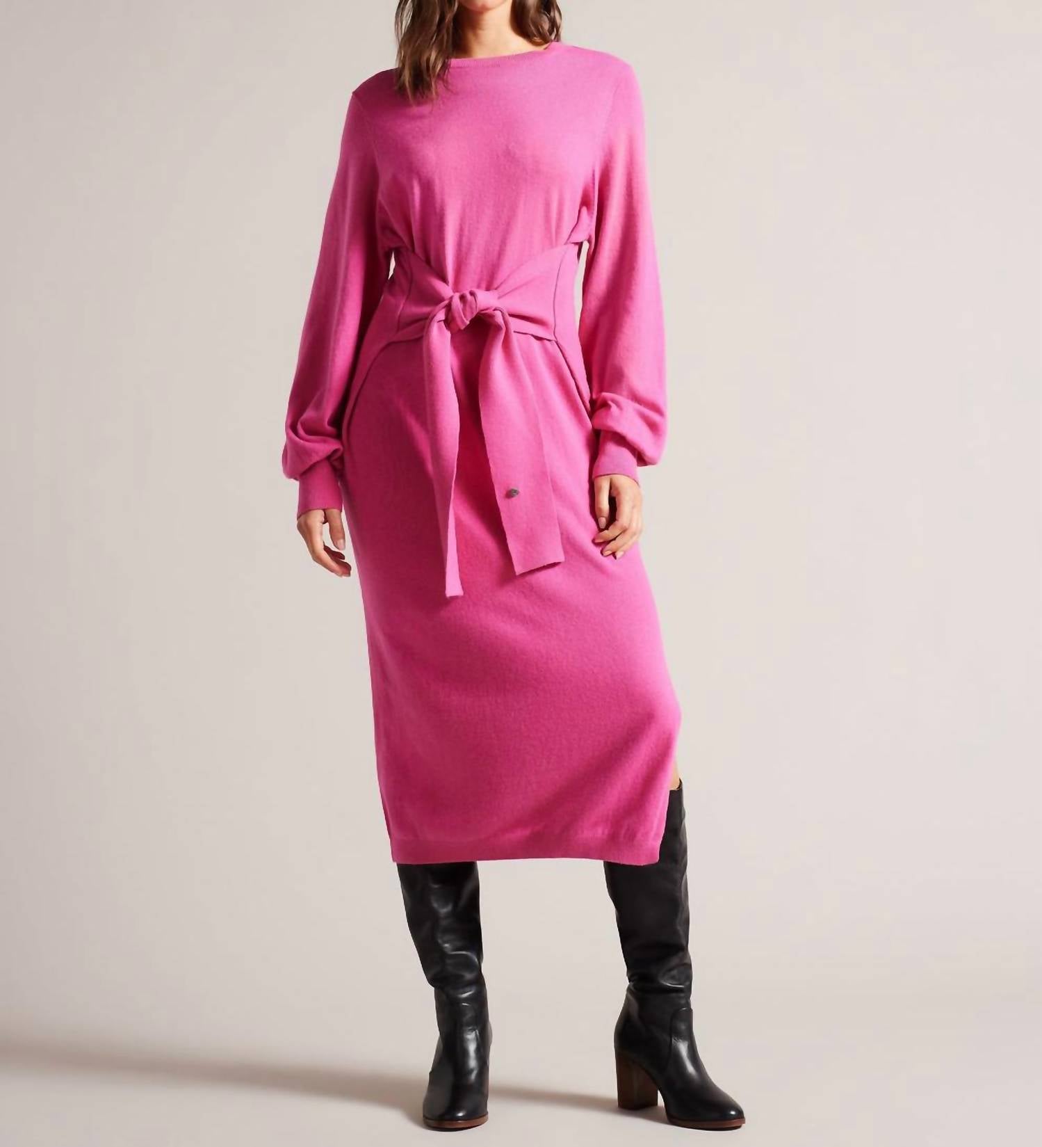 

Платье-свитер Essya Slochy Tie Front Midi в розовом цвете Ted Baker