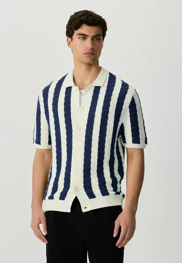 Полосатая рубашка стандартного кроя Next, White/Navy Blue