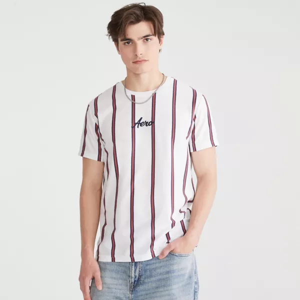 

Мужская футболка в вертикальную полоску Aeropostale, цвет bleach