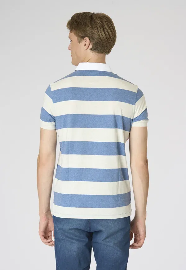 Футболка поло хлопковая Jersey U.S. Polo Assn., White, белый/синий — фото 3