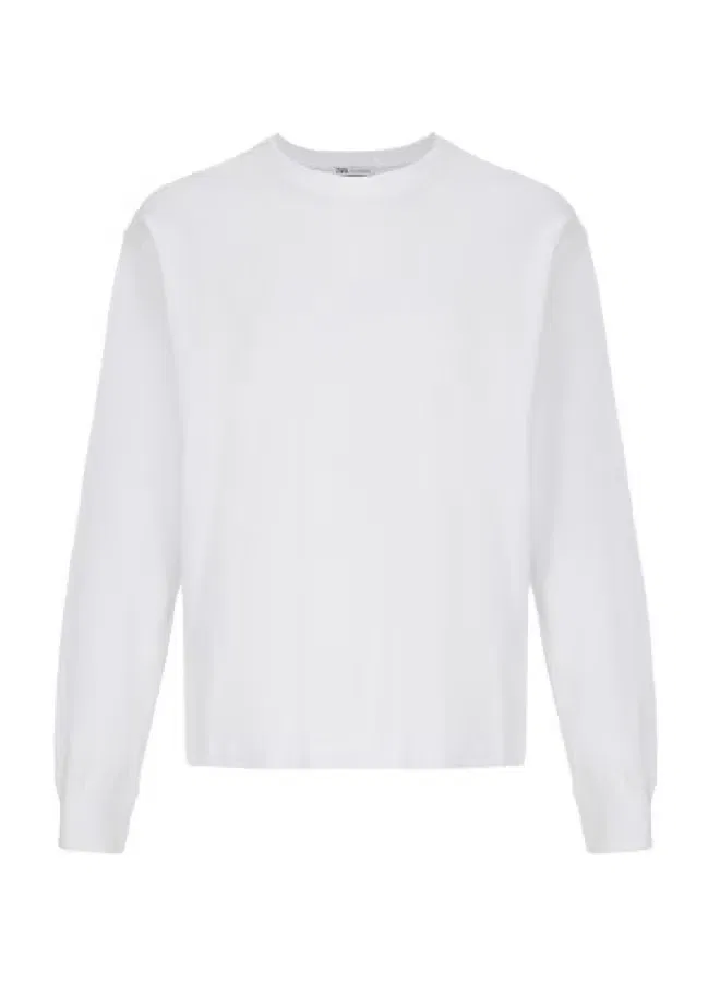 Футболка с длинным рукавом Zara, белая