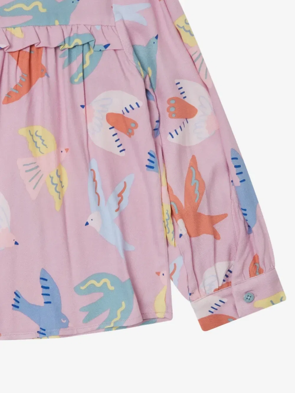 Блузка с рюшами и принтом в виде голубей Stella McCartney Kids, розовый — фото 4