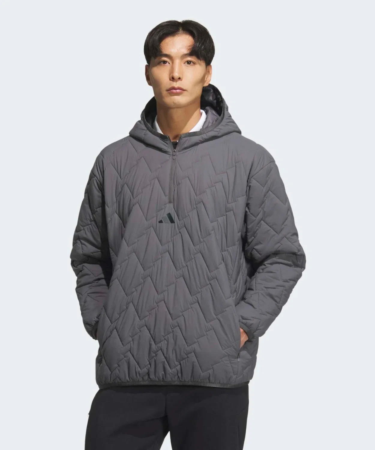 Мужской пуловер с четвертью-застежкой, утепленный, рипстоп, Adidas Golf, Dark Grey
