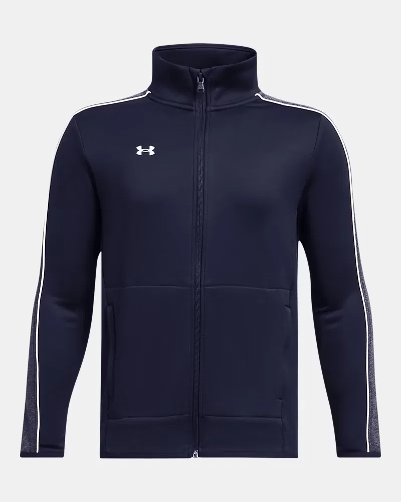 Разминочная куртка на молнии для мальчиков с влагоотводящей тканью UA Command 2.0 UnderArmour, Midnight Navy/White