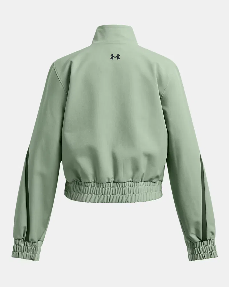 Куртка укороченная для девочек водоотталкивающая тянущаяся Unstoppable UnderArmour, Silica Green/Hydro Green/Black — фото 2