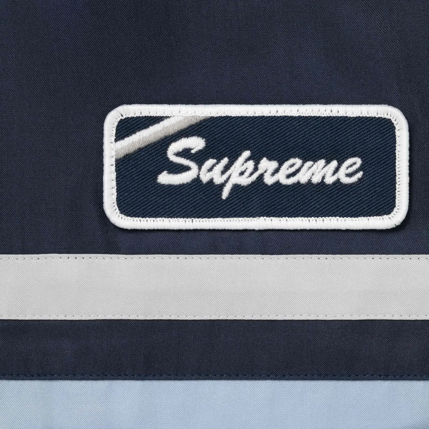 Шелковая рубашка Supreme с короткими рукавами на молнии, синий — фото 2