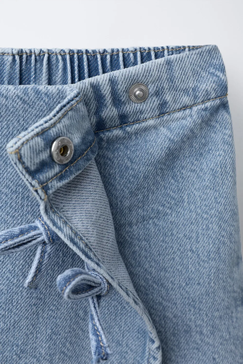 Джинсовая юбка-бермуды с бантами ZARA, Mid-Blue — фото 3