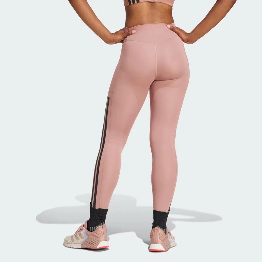 Женские леггинсы с высокой посадкой Optime 3-Stripes Full-Length adidas, Розовый — фото 2