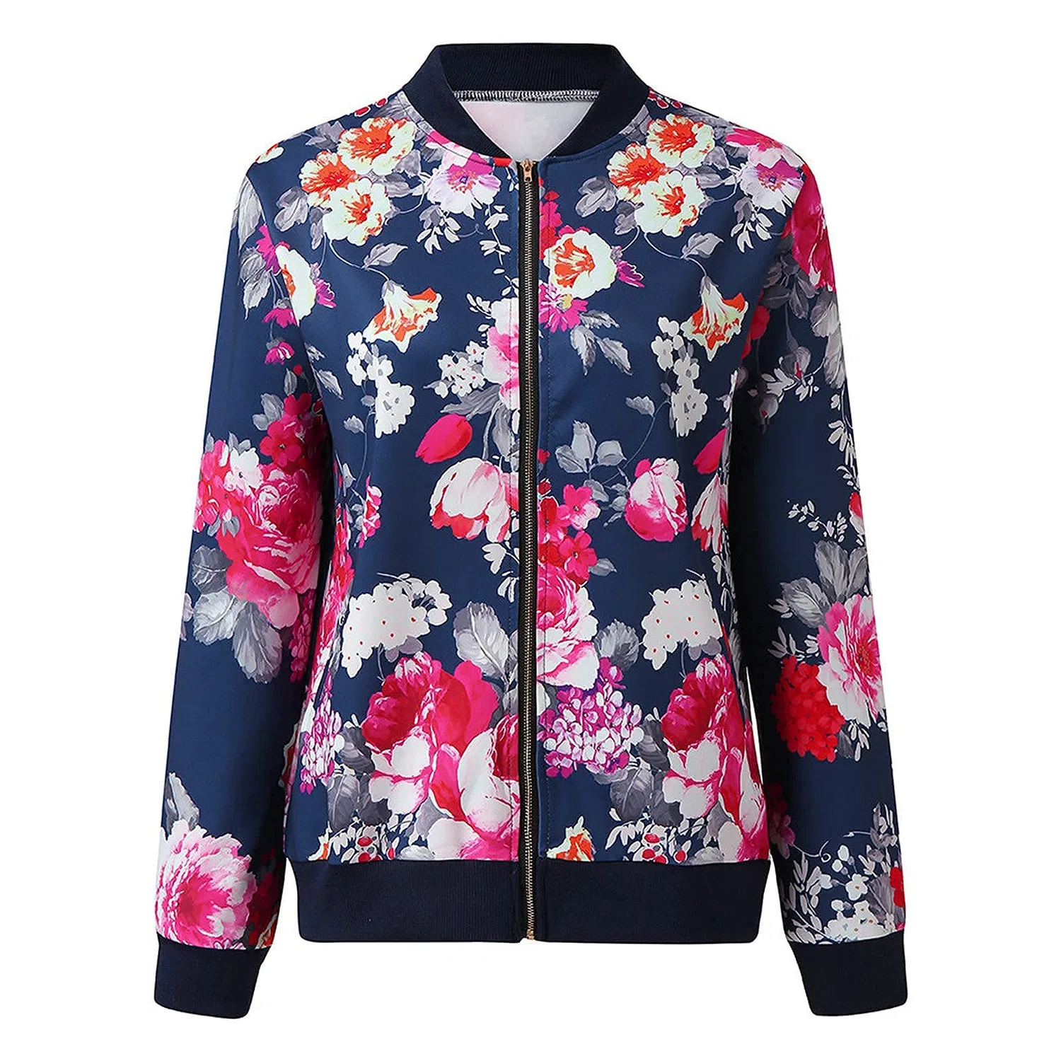 Женская куртка с длинным рукавом, с принтом, Vintage Floral Print, Rosso — фото 3