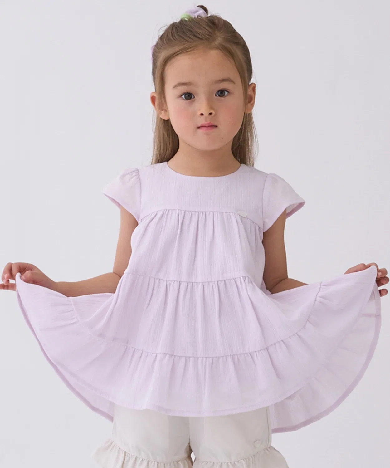 Детская туника с коротким рукавом из хлопка, модель Smile, petit main, Light Pink