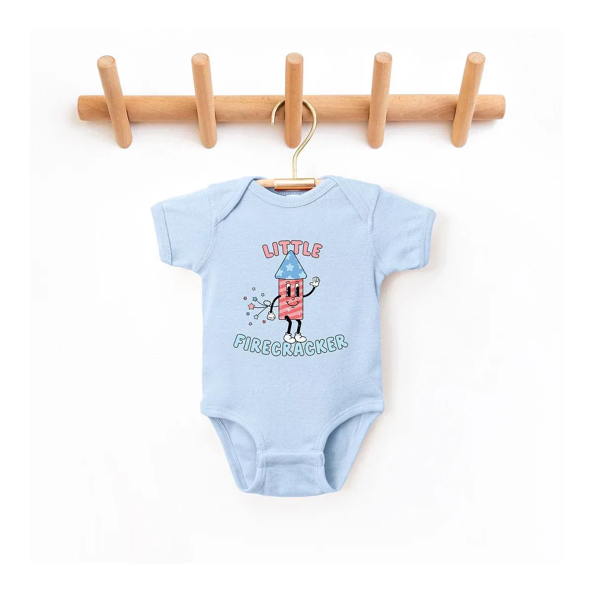 Детский боди с коротким рукавом Retro Little Firecracker The Juniper Shop, Light Blue