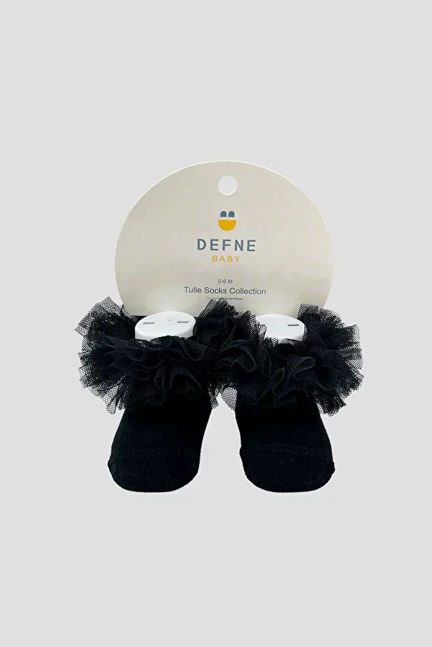 Детские носочки для девочек с оборками Defne Baby, Black