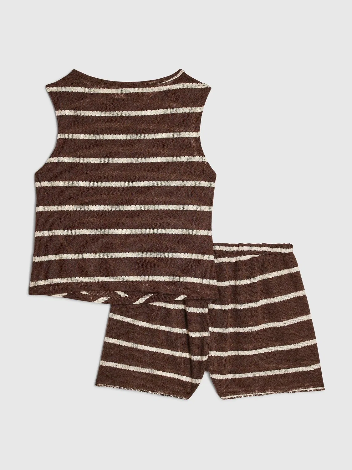 Комплект из топа и шорт с полосатым узором и фактурной отделкой River Island, коричневый — фото 3