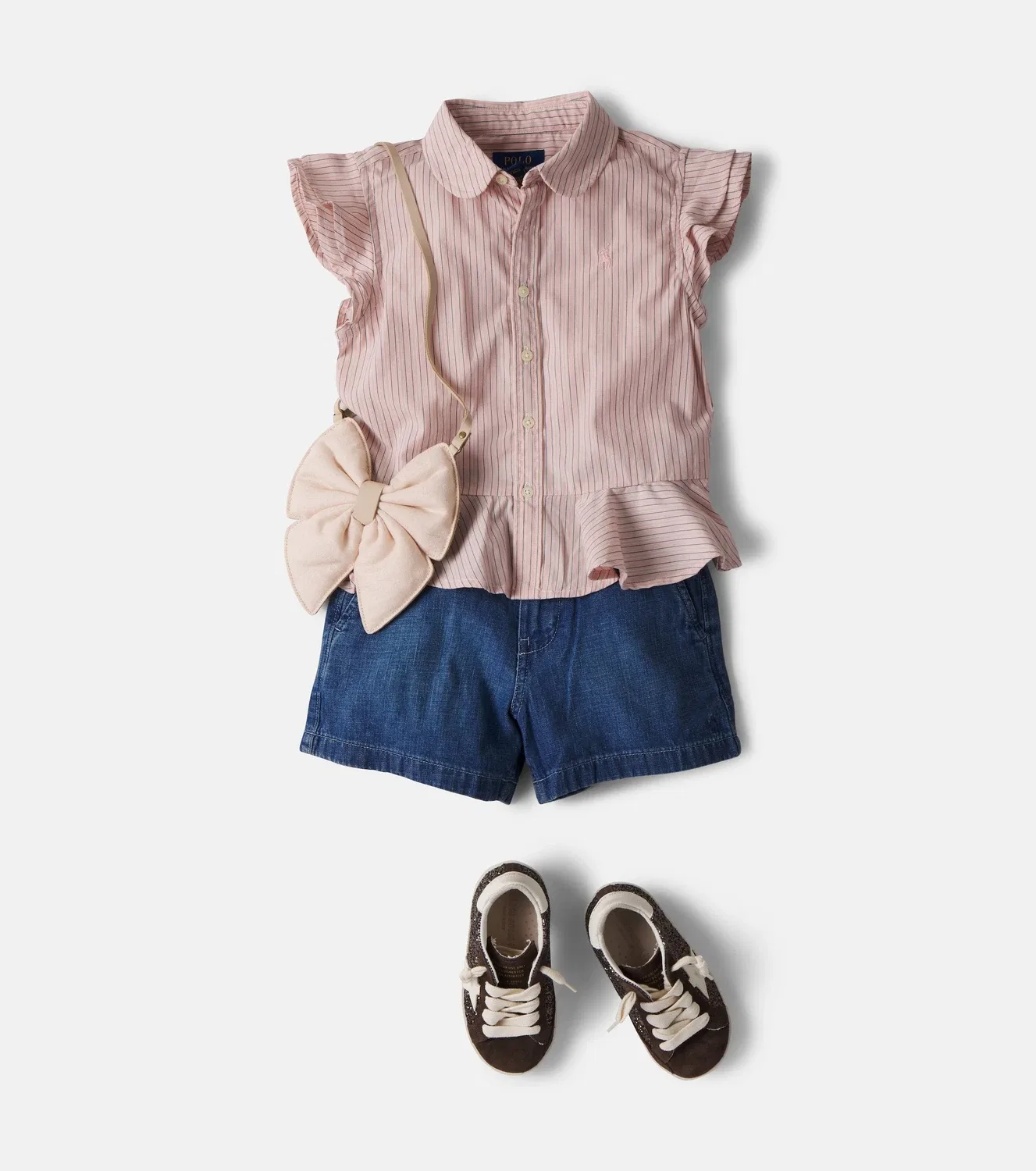 Блузка с рюшами и воротником Питер Пэн Polo Ralph Lauren Kids, розовый — фото 2