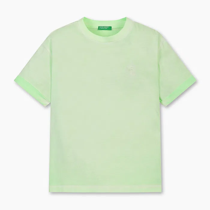 Детская футболка с эффектом цветного выцветания лавандового цвета от Benetton Kids