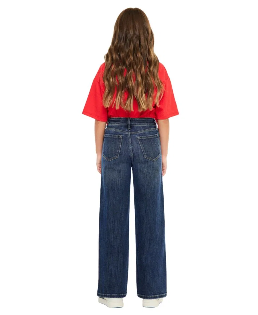 Джинсы с высокой посадкой и широкими штанинами Andy High Rise Kids Wide KanCan, Dark Wash — фото 2