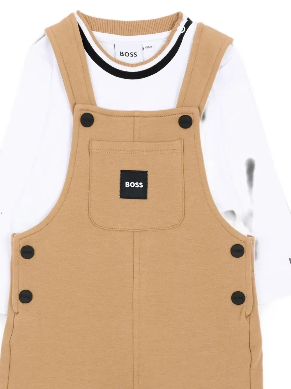 Полукомбинезоны с нашивкой-логотипом Boss Kidswear, бежевый — фото 3