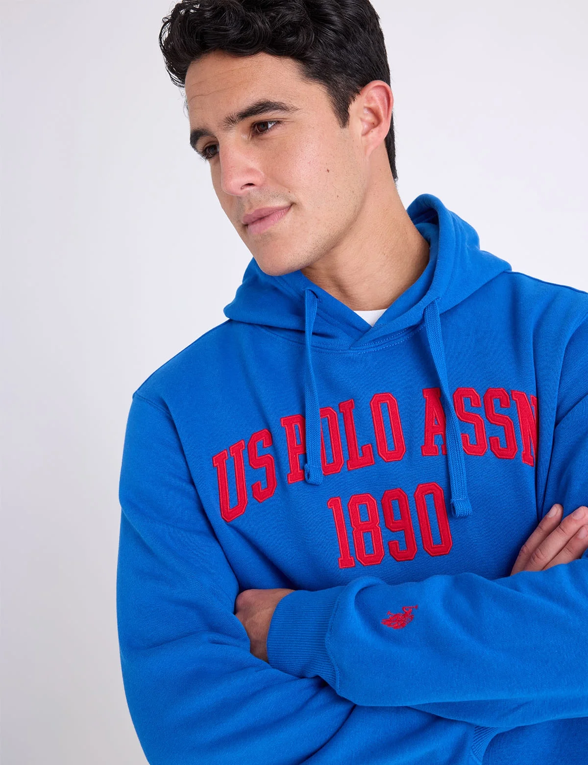 Мужская толстовка-худи U.S. Polo Assn. Wordmark Applique Fleece, синий — фото 3