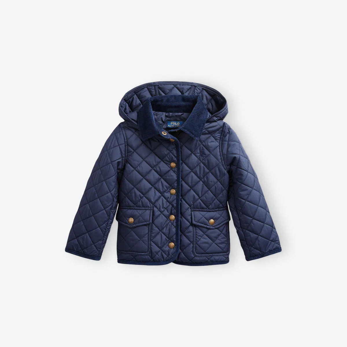 Стеганая куртка с капюшоном для девочек, в стиле "амбар" Polo Ralph Lauren, темно-синий