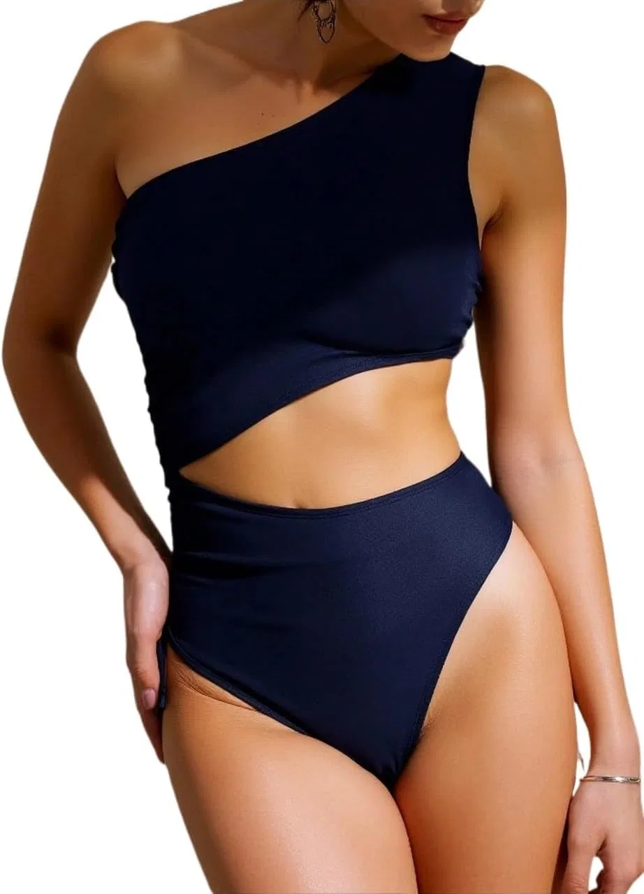 Женский монокини с вырезами и драпировкой, Navy Blue