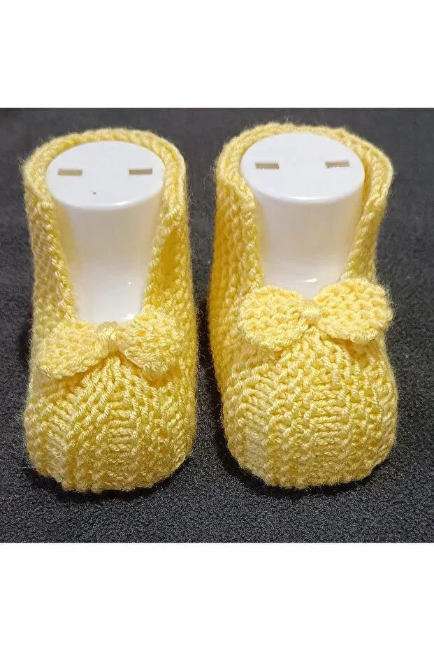 Детские пинетки для новорожденных вязаные Moda, Yellow — фото 2