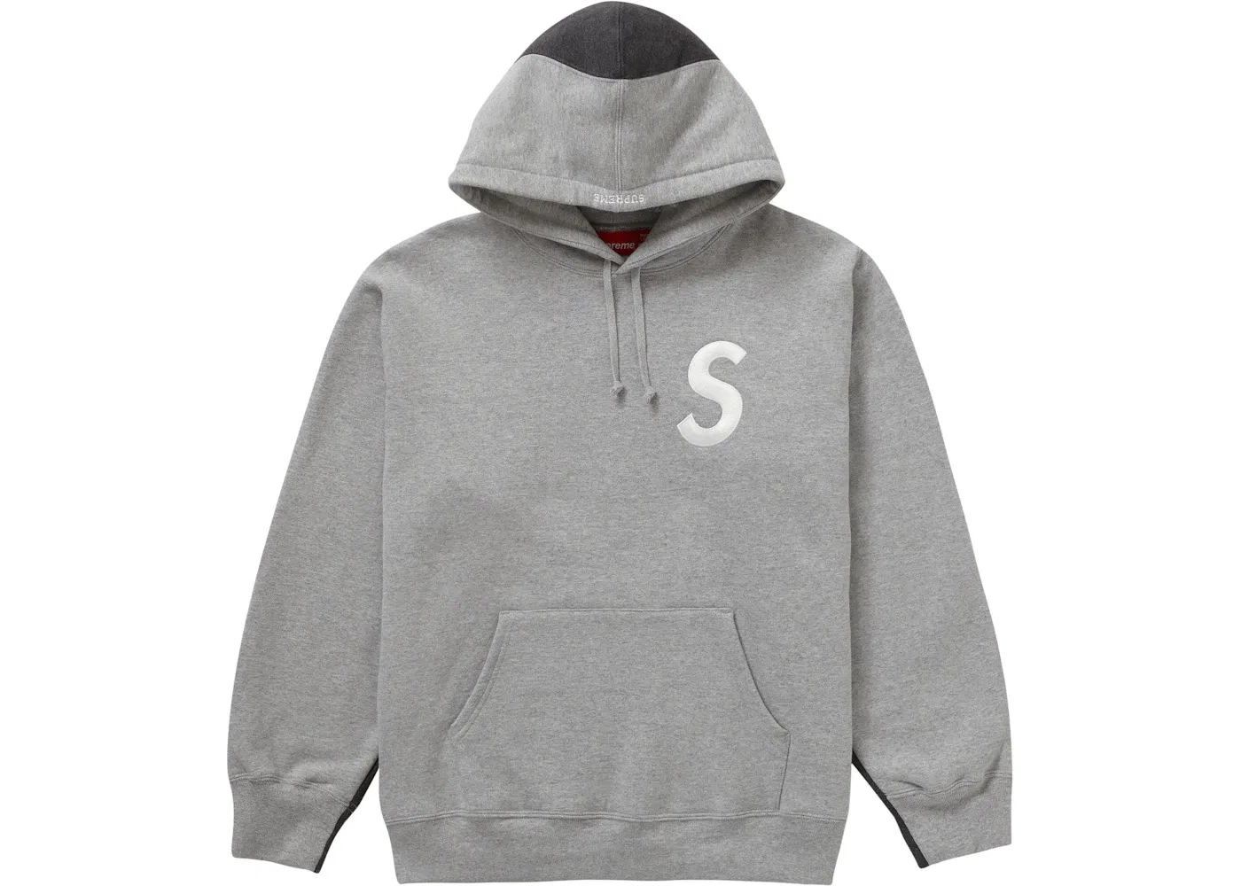 Мужской худи с капюшоном и принтом Supreme S Logo, Heather Grey