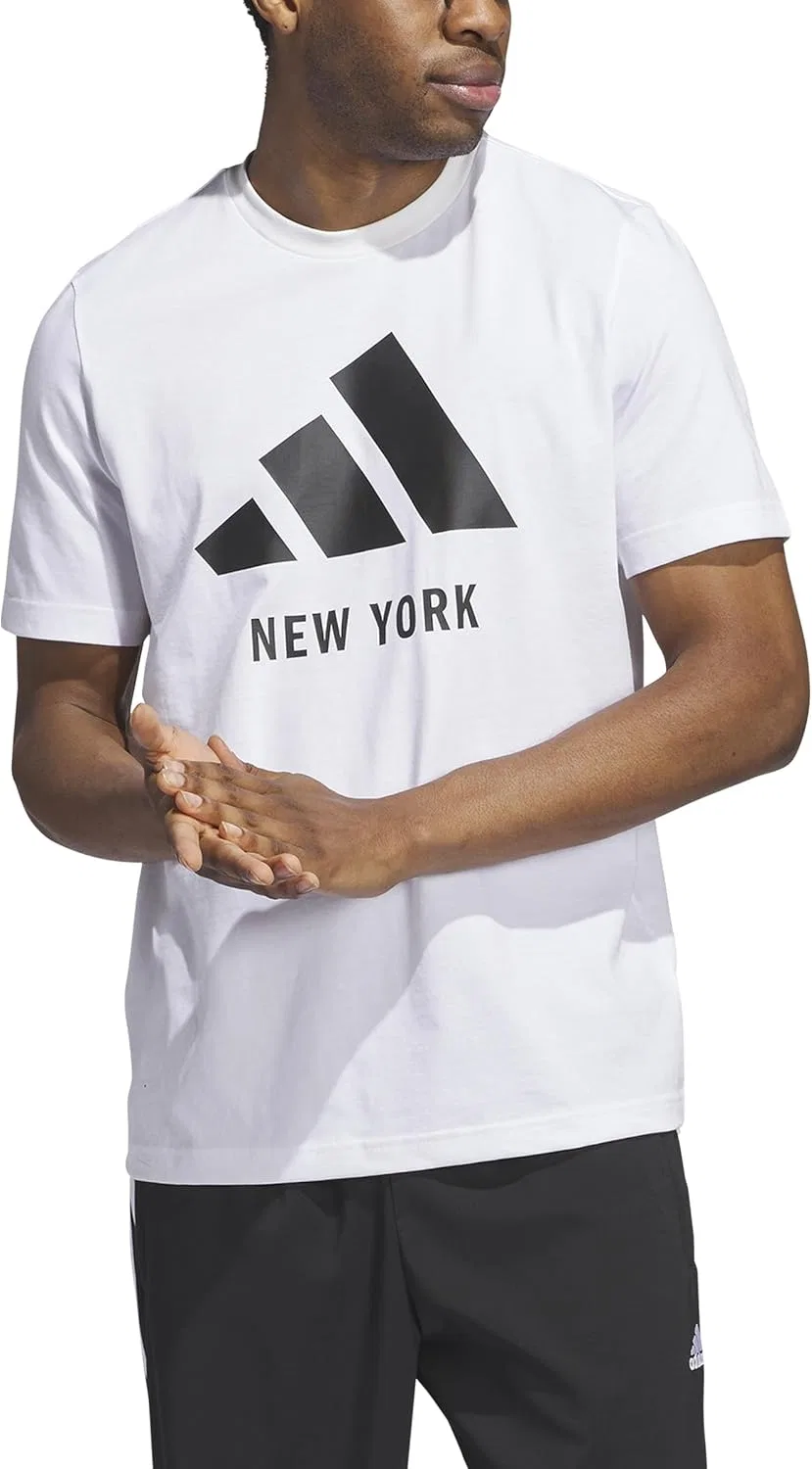 Мужская футболка с графическим принтом New York adidas, White/Black