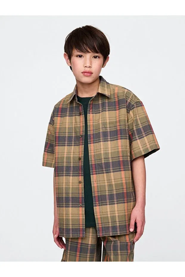 Детская рубашка для мальчиков с принтом Relaxed Checkered Shirt Gap, Multicolor-000