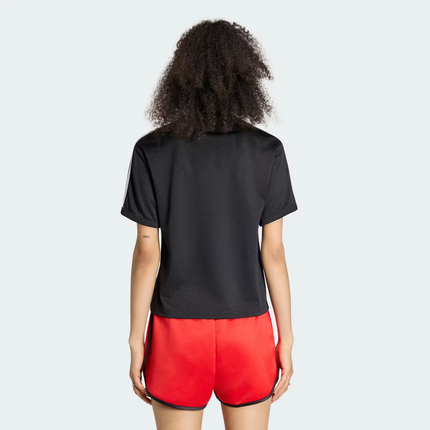 Женская сетчатая футболка с круглым вырезом LINEAER Adidas Originals, черный/белый — фото 2