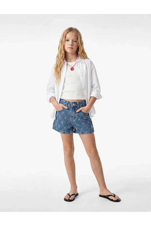 Детские шорты для девочек с принтом Koton, Middle Indigo