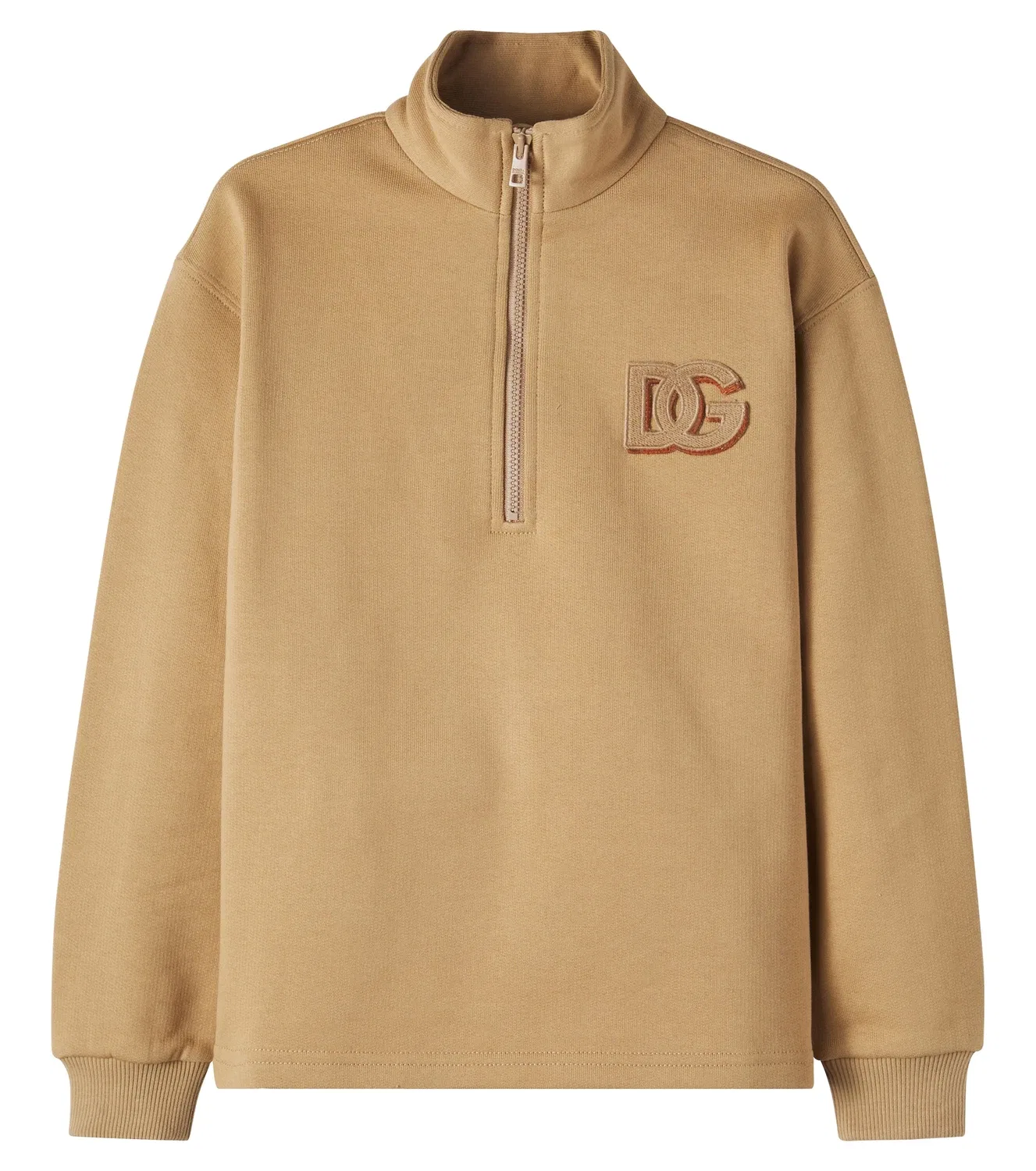 Толстовка из хлопкового джерси с молнией Dolce&Gabbana Kids, бежевый