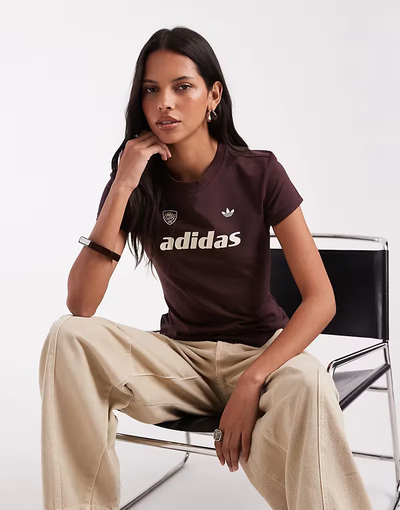 Футболка baby с логотипом Adidas Originals, коричневый/желтый