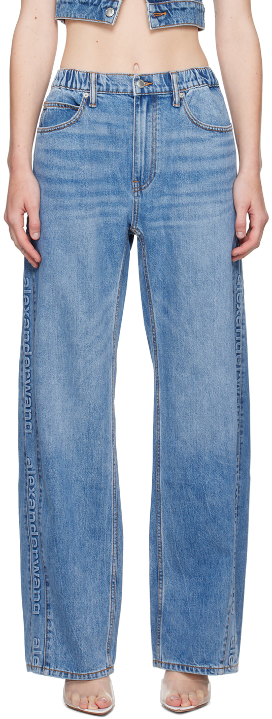 

Синие джинсы Balloon с тисненым логотипом Alexander Wang
